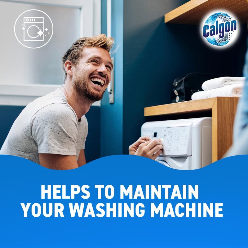 Calgon أقراص منظف غسالة 4 في 1 ومُلين مياه، 75 حبة، يزيل الترسبات الكلسية، البقايا، الأوساخ، الصدأ والروائح الكريهة، تنظيف عميق، حجم عبوة XL - Image 5